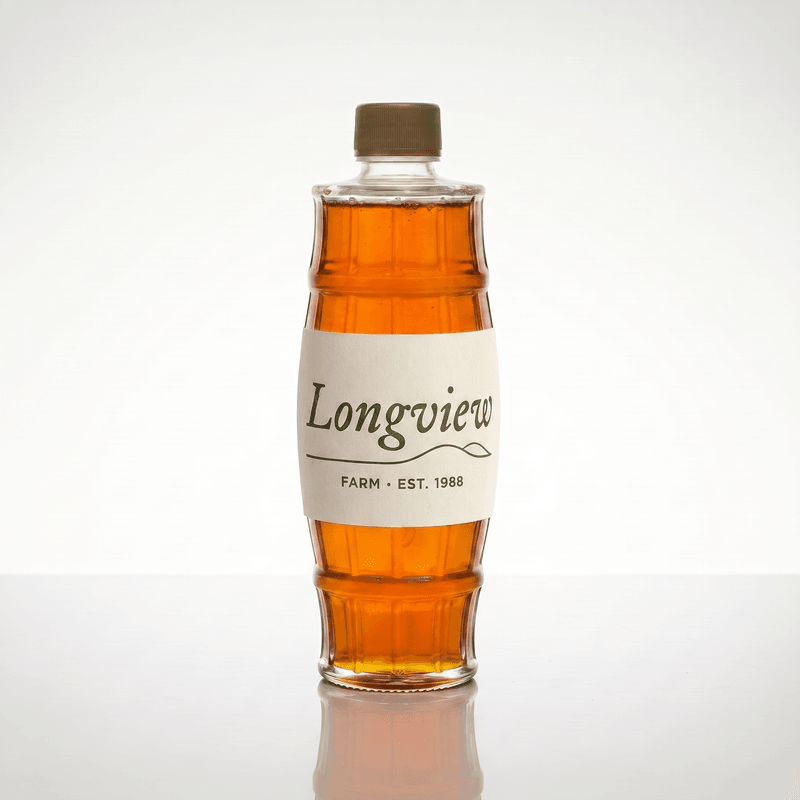 Amber grade maple syrup bottle
